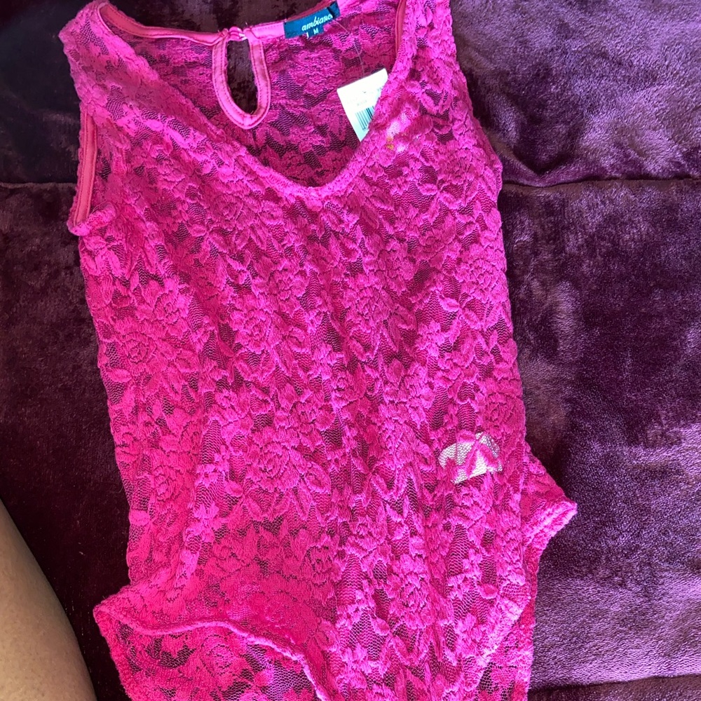 Brand new with tags pink lace bodysuit!